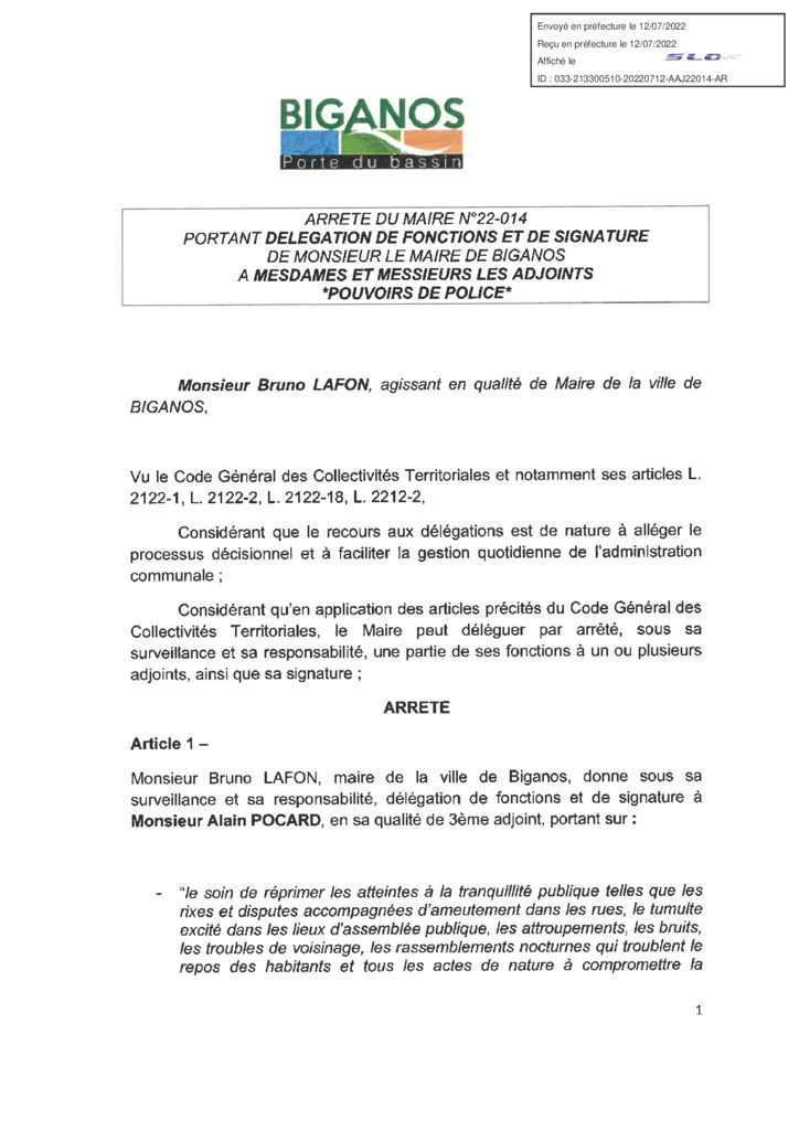 thumbnail of ARRETE 22.014 DELEGATION FONCTIONS ADJOINTS POUVOIRS POLICE-tampon