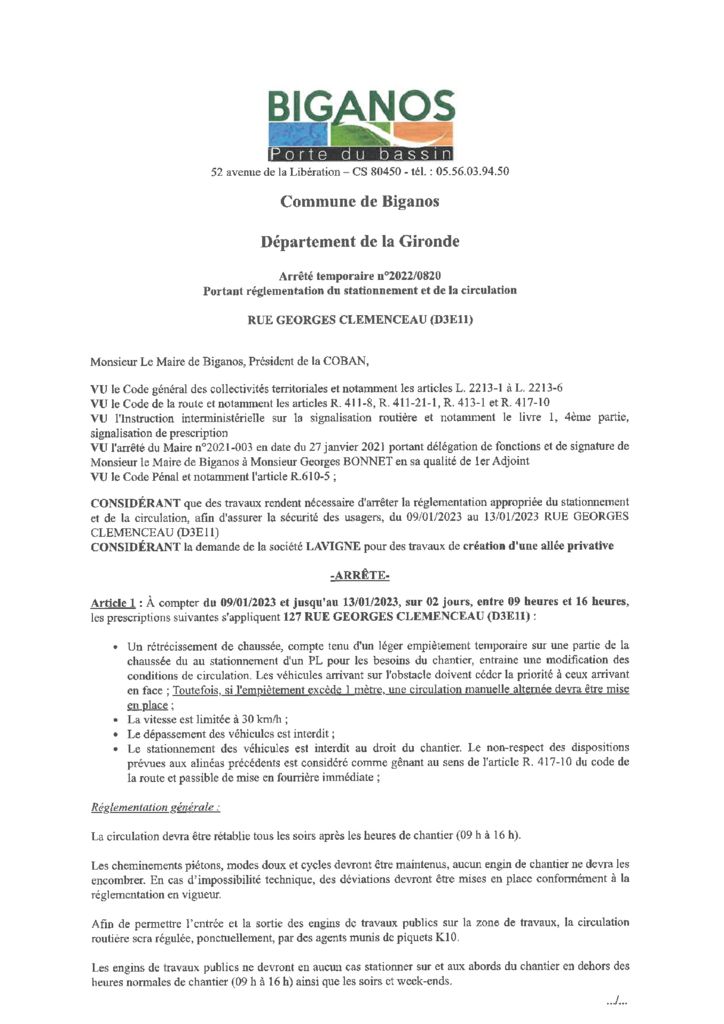 thumbnail of ARRETE 2022-0820 – RUE GEORGES CLEMENCEAU