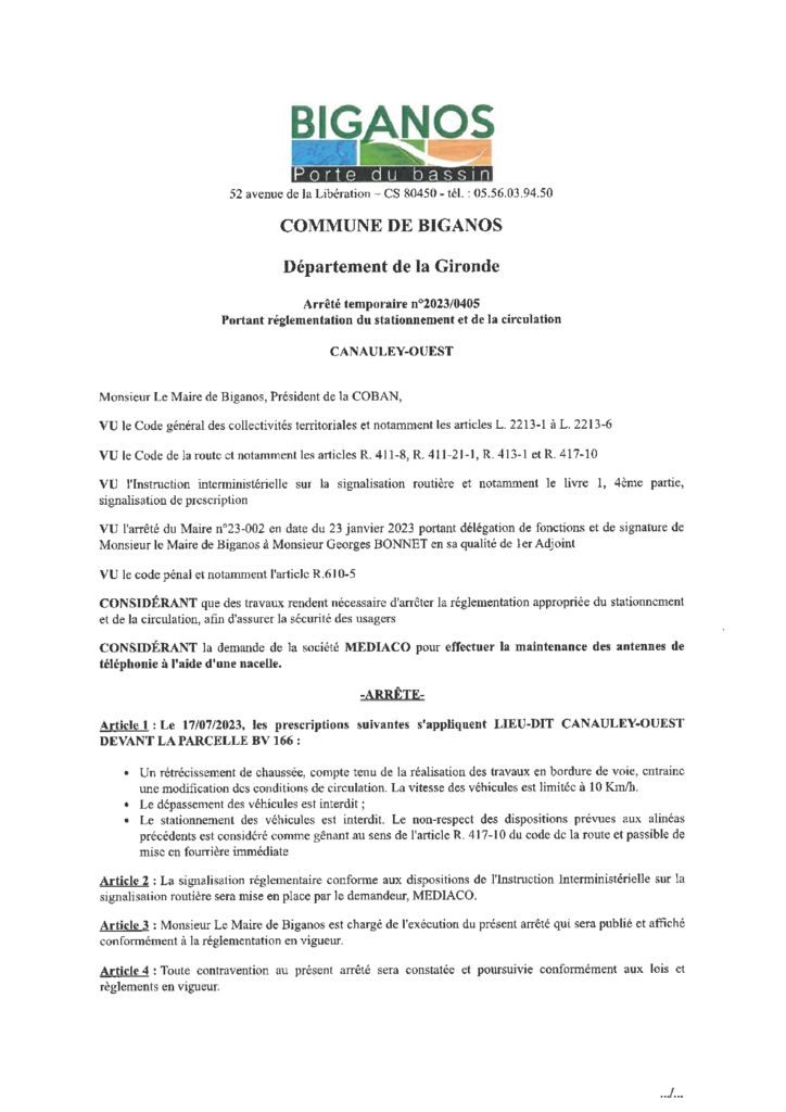 thumbnail of ARRETE 2023-0405 – CANAULEY OUEST